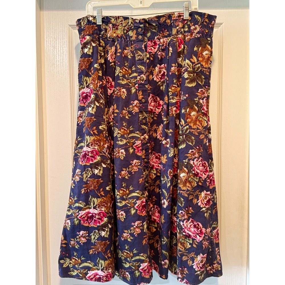 VTG Bugle Boy Classics Button Down Midi Cottage Core Prairie Skirt Size Med